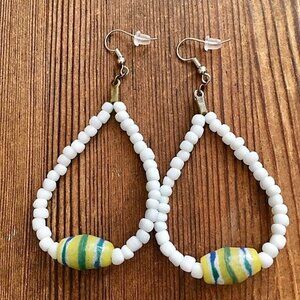 **5 For $20***Yellow and White Ladies Dangle Earrings,  Handmade Ladies Earrings